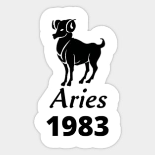 Black Aries Zodiac 1983 Sticker